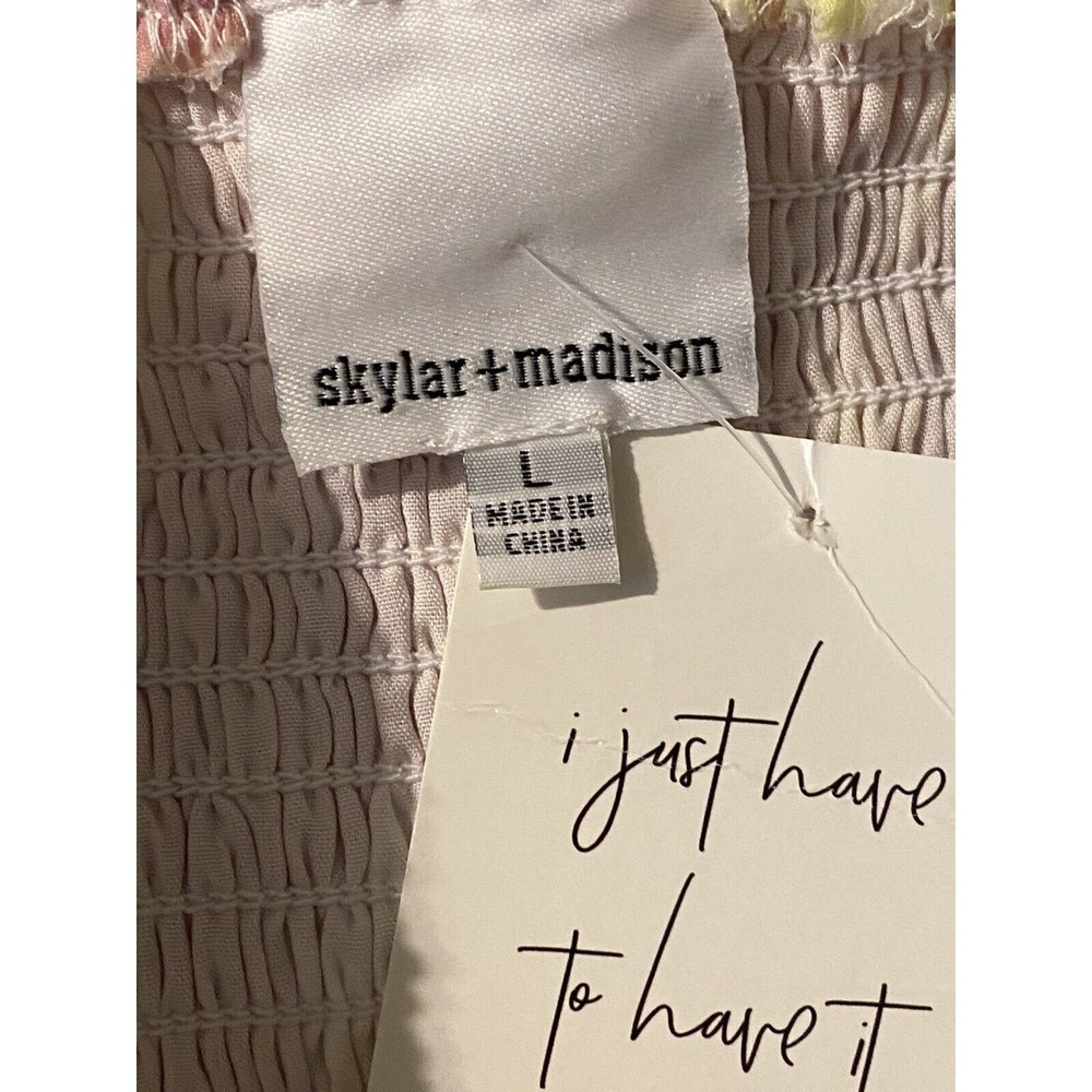 Skylar Madison Smocked Ruffled Tiered Mini Skirt Sz L Large Rainbow Colored NWT - Picture 11 of 11